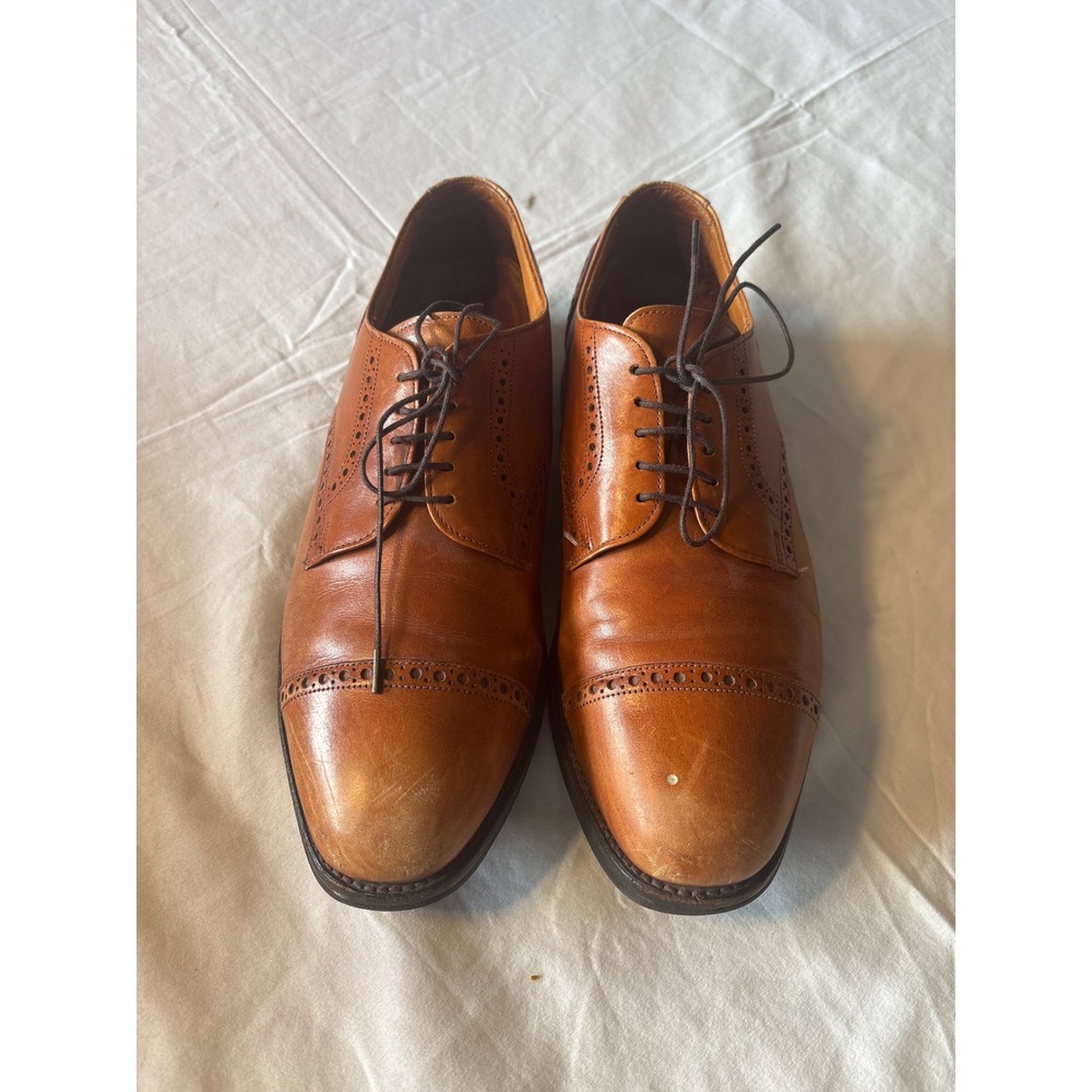 Allen Edmonds Strand Oxford Mens 10 D Tan Leather Vibram Gumlite Good Brogue